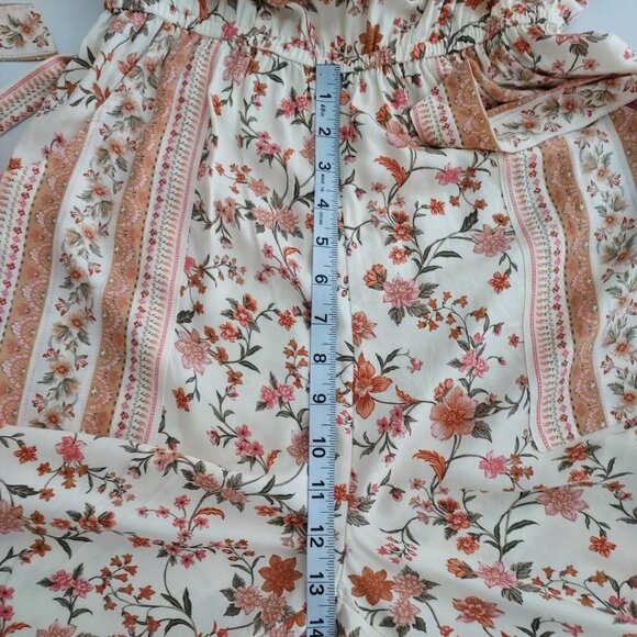 American Eagle Floral Print Embroidered Cropped Jumpsuit - Picture 7 of 13